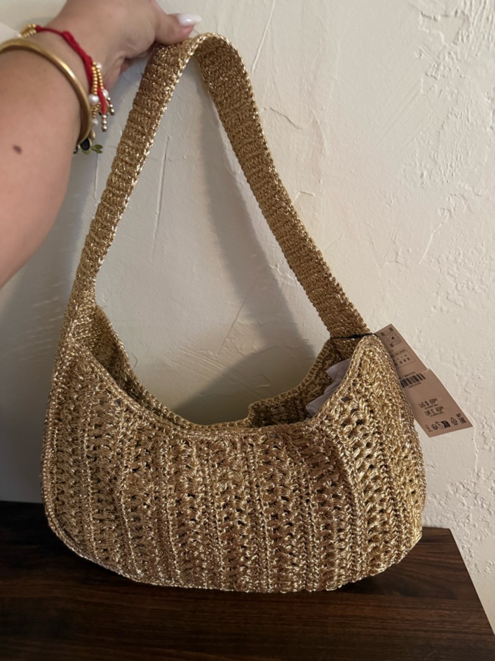 Zara Metallic Woven Shoulder Tote in Gold - Picture 2 of 2